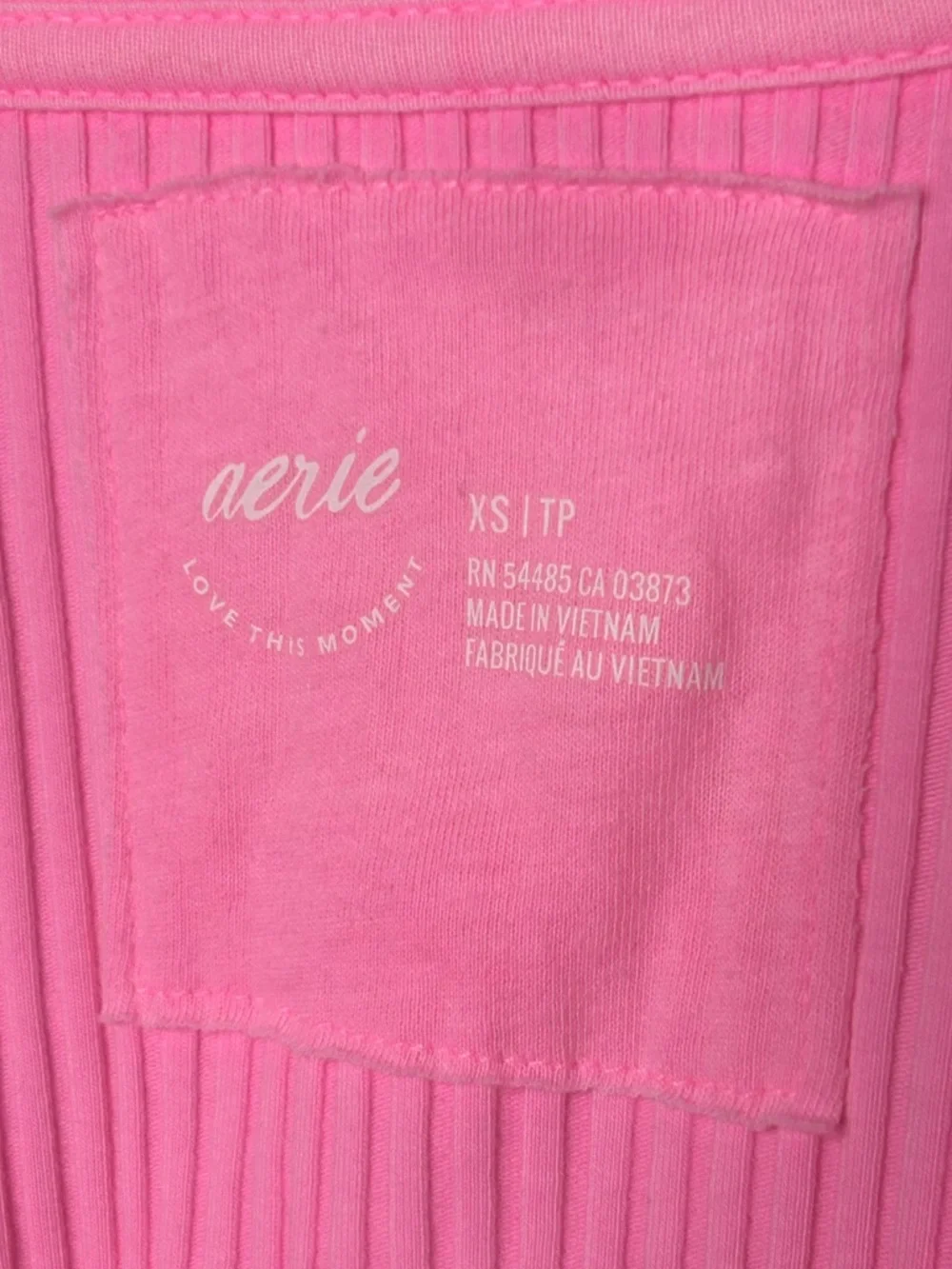 Aerie Ribbed Long Sleeve Hot Pink Top - Picture 3 of 3